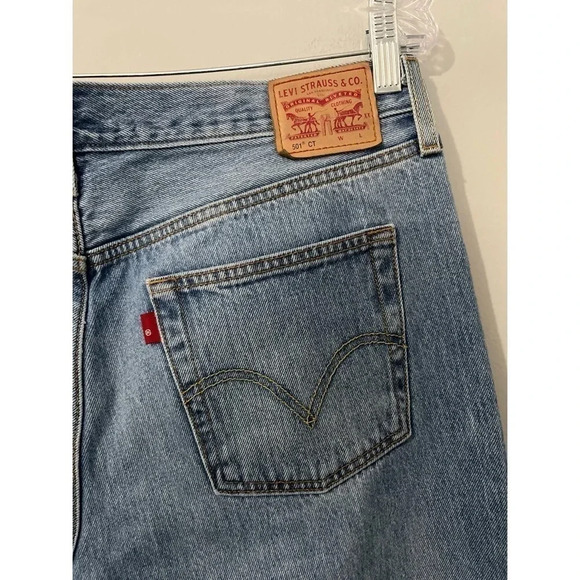 Levis 501 CT Jeans Men’s 36x27 Blue Button Fly Tapered Medium Wash Distressed - Picture 9 of 15